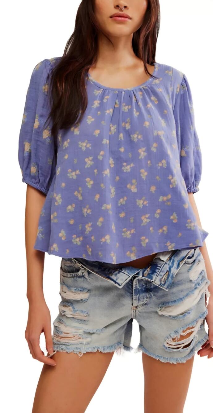 Nwt Free People Chloe Mixed Print Back Cutout Top